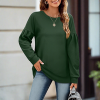 Damen Langarm Pullover – Casual Oversized Sweatshirt – Bequemer Rundhalsausschnitt in Grün