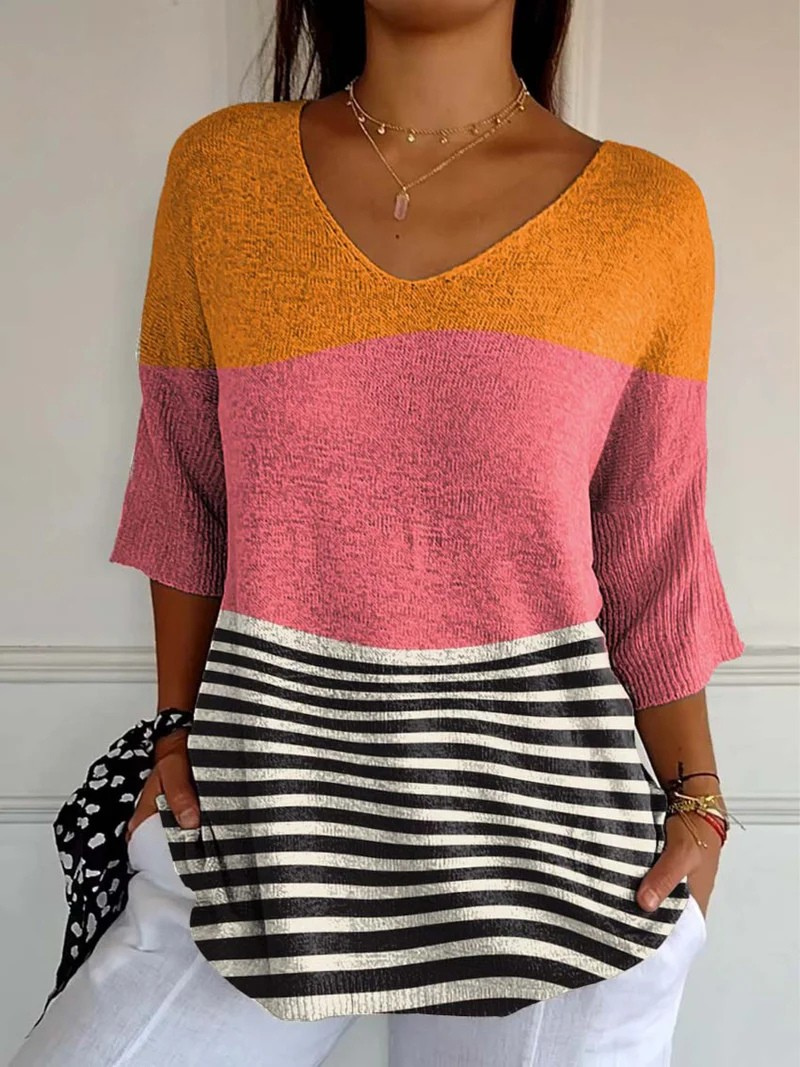 Helene-Marie® | Damen Pullover mit abstraktem Linienmuster