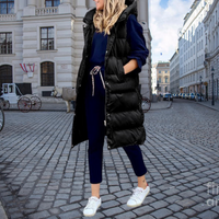Elegante Damen | Lange Steppweste für den Winter in Schwarz
