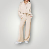 Amelia | Weites Bein Lounge Zweiteiliges Set in Beige