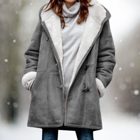 Warmer Damen Wintermantel mit Fleece-Futter – Modischer Mantel mit Kapuze, ideal für kalte Tage in Grau