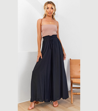 Olympia - Weites Bein Lose Hohe Taille Hosen in Schwarz