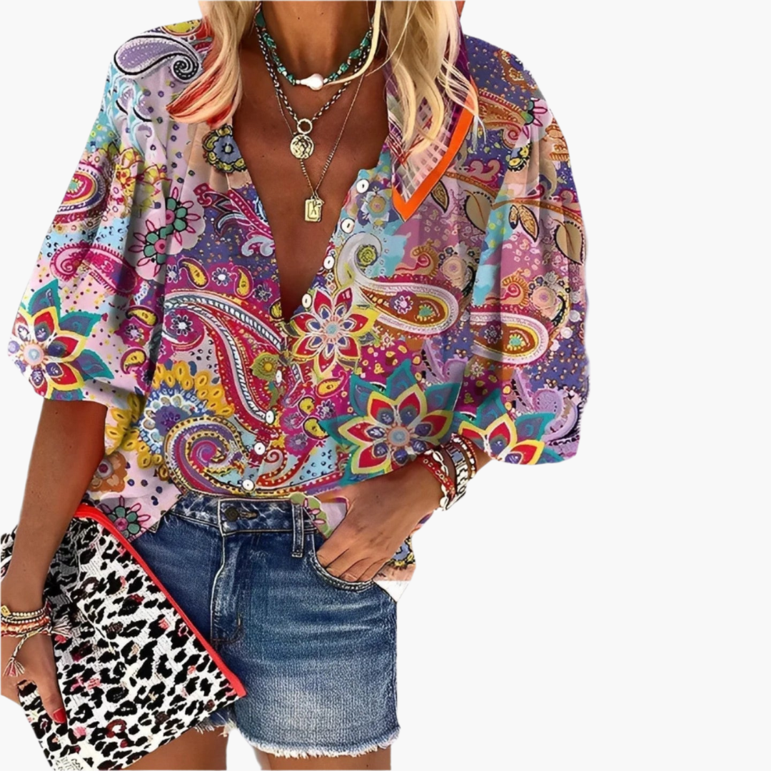 Hemd mit Mandala-Muster für Damen - Boho Stil Top