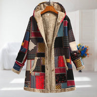 Lina - Eleganter Mid-Season Mantel in Rot-Multicolor-Braun