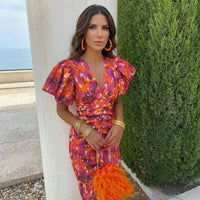 VERA™ | ELEGANTES SOMMERKLEID in Orange/Lila