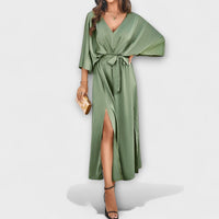 Sabrina - Maxikleid mit V-Ausschnitt in Grün