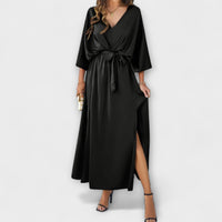 Sabrina - Maxikleid mit V-Ausschnitt in Schwarz