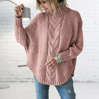 Pullover Damen Strick Rollkragen | Locker & Warm in Rosa