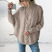 Pullover Damen Strick Rollkragen | Locker & Warm in Khaki
