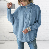 Pullover Damen Strick Rollkragen | Locker & Warm in Himmelblau