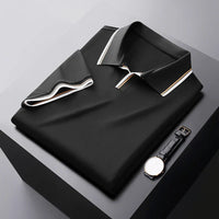 Reginald | Weiter Kragen Regular-Fit Poloshirt in Schwarz