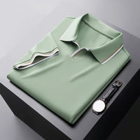 Reginald | Weiter Kragen Regular-Fit Poloshirt in Salbeigrün