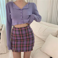 Erika | Crop-Top-Pullover mit Knöpfen in Violett