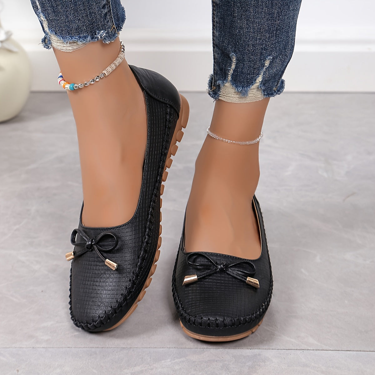 Velurette™ – Elegante Damen Loafer mit Schleifen-Design