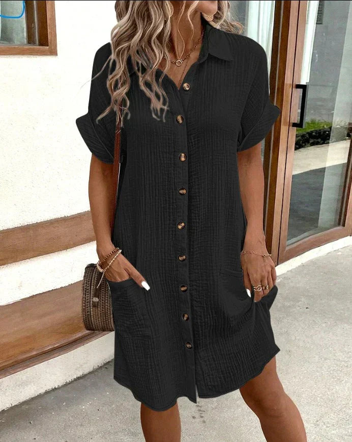 Renata™ - Oversized Polo-Kleid aus gewebtem Stoff