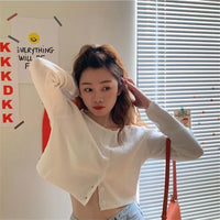 Erika | Crop-Top-Pullover mit Knöpfen in Weiß