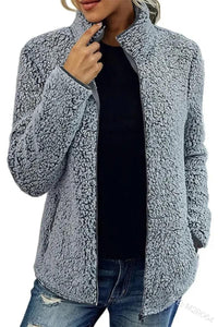 Warme Jacke mit hohem Kragen und Reißverschluss - Willa in Grau