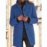Winterjacke Damen Wintermantel | Lang Mit Knöpfen und Taschen in Dunkelblau