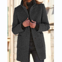 Winterjacke Damen Wintermantel | Lang Mit Knöpfen und Taschen in Dunkelgrau
