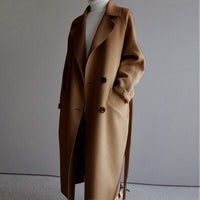 Trenchcoat Damen Lang Elegant | Wintermantel Klassisch in Braun