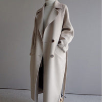 Trenchcoat Damen Lang Elegant | Wintermantel Klassisch in Beige