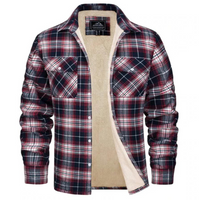 Herren Kariertes Fleecejacke | Freizeit Winterbekleidung in Rot
