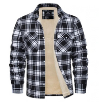 Herren Kariertes Fleecejacke | Freizeit Winterbekleidung in Schwarz