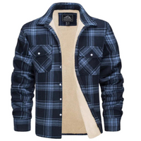 Herren Kariertes Fleecejacke | Freizeit Winterbekleidung in Hellblau