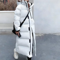 Daunenjacke Damen Lang Mit Kapuze | Winterparka Gefüttert in Weiß