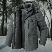 Herren Winterjacke | Lässig mit Kapuze und Taschen in Grau