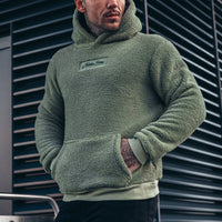 Pullover Herren Plüsch Kapuze | Warm Bequem Freizeit in Grün