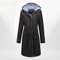 Angelika | Damen Klassisch Kordelzug Regenjacke in Schwarz