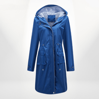 Angelika | Damen Klassisch Kordelzug Regenjacke in Blau