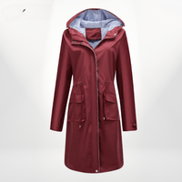 Angelika | Damen Klassisch Kordelzug Regenjacke in Rot