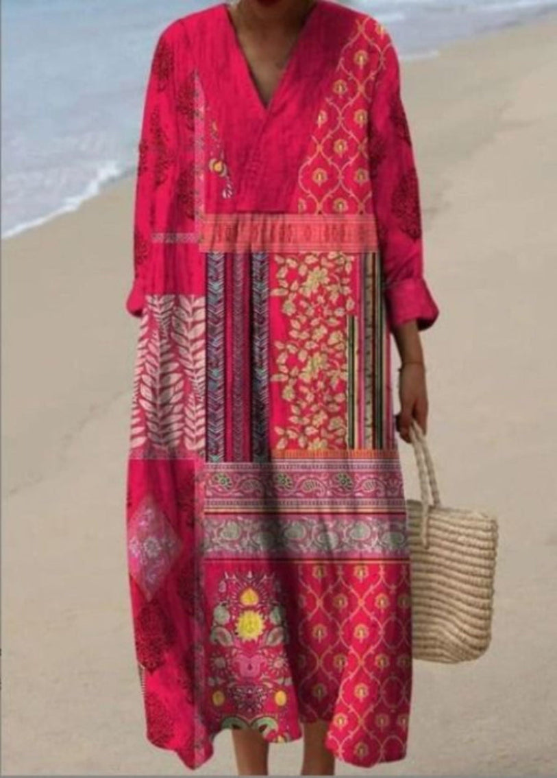 Ines | Elegantes Ethno-Kleid mit fließendem Schnitt