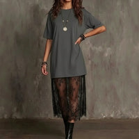 Lorient™ Maxikleid mit Transparentem Spitzenrock in Grau