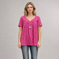 Lisboa™ Bluse aus Premium-Viskose mit V-Ausschnitt in Rosenrot