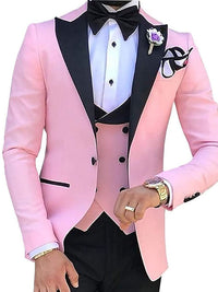 3 Teiliger Slim Fit Anzug Für Herren | Formell in Rosa
