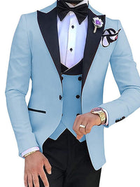 3 Teiliger Slim Fit Anzug Für Herren | Formell in Himmelblau