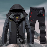 Herren-Winterset mit Fleecefutter und elastischer Passform für Outdoor-Aktivitäten in Schwarz