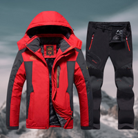 Herren-Winterset mit Fleecefutter und elastischer Passform für Outdoor-Aktivitäten in Rot