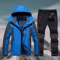 Herren-Winterset mit Fleecefutter und elastischer Passform für Outdoor-Aktivitäten in Blau