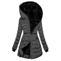 Winterjacke Damen Lang Gesteppt Mit Fleecegefüttertem Innenfutter Für Kalte Tage in Grau