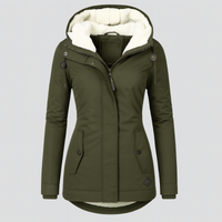 Winterjacke für Damen mit Kapuze und kuscheligem Futter – lange Ärmel in Grün