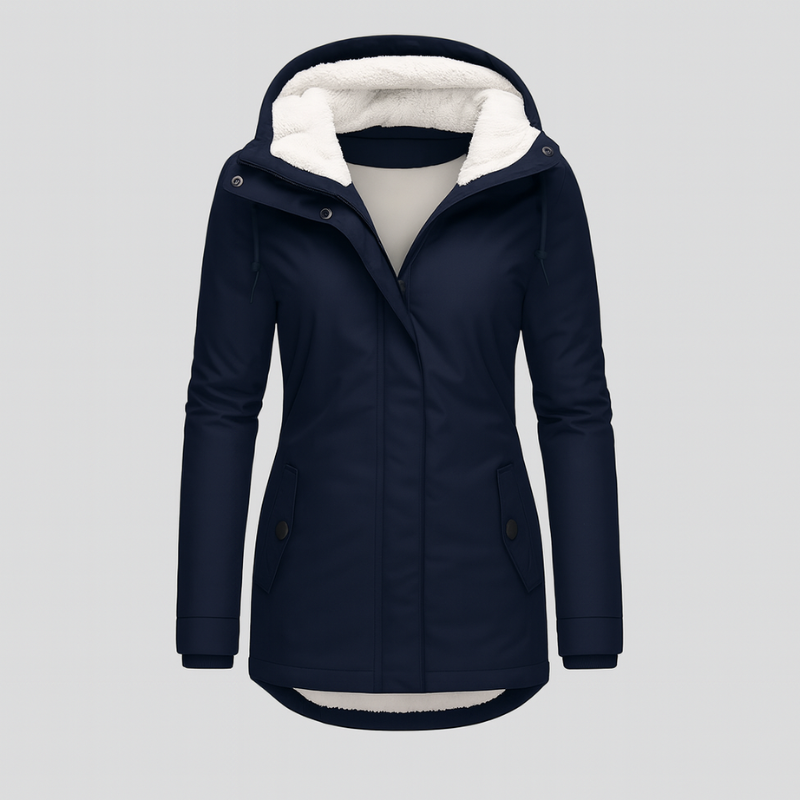 Winterjacke für Damen mit Kapuze und kuscheligem Futter – lange Ärmel