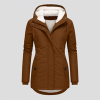 Winterjacke für Damen mit Kapuze und kuscheligem Futter – lange Ärmel in Khaki