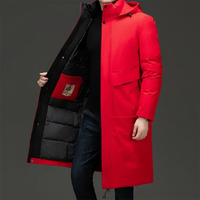 Wintermantel Herren Langer Steppmantel mit Kapuze für Kalte Tage – Modern, Warm und Funktional in Rot