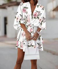 Valeria - Böhmisches Blumen-Minikleid in Weiß