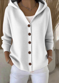 Isabel | Damen Casual Kapuze Strickjacke in Weiß