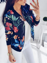 Henrietta - Elegante Bomberjacke mit Blumenmuster in Navy blau